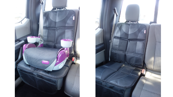 The DaffaDoot deluxe car seat protector is an easy way to keep your seat clean and protected.