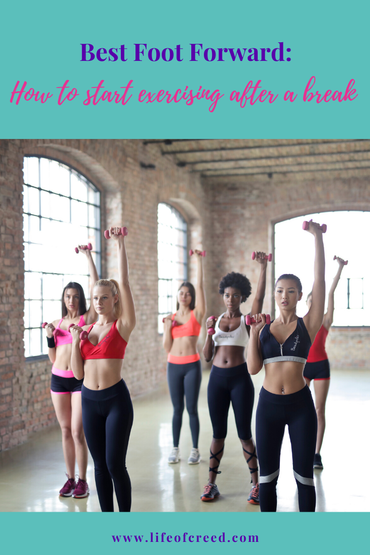 Ladies exercising using weights.
