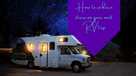 RV camper at night.
